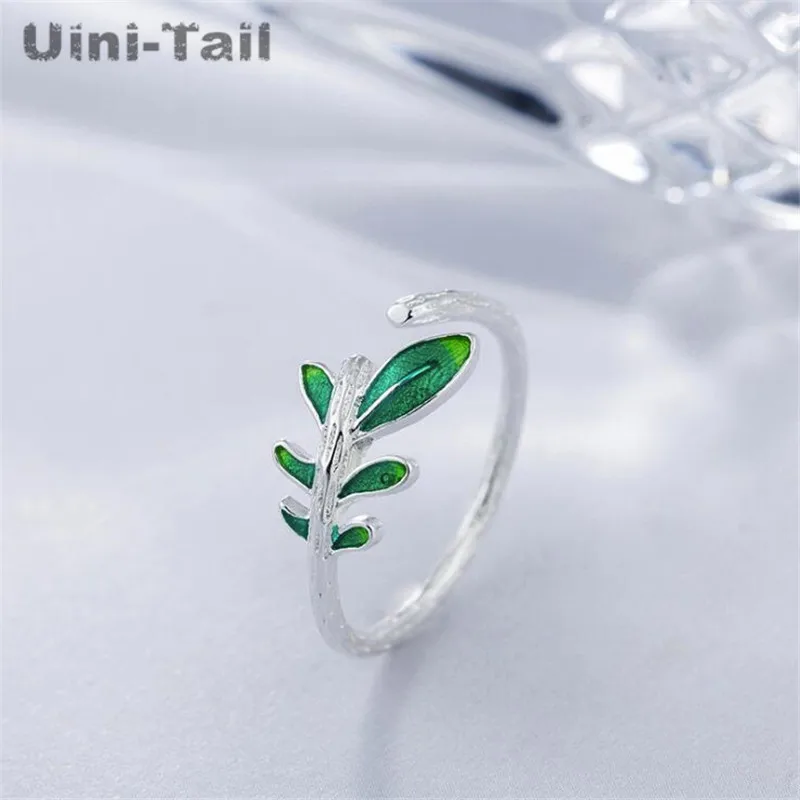 Uini Tail горячая новинка искусственное серебряное кольцо маленькие свежие ветки