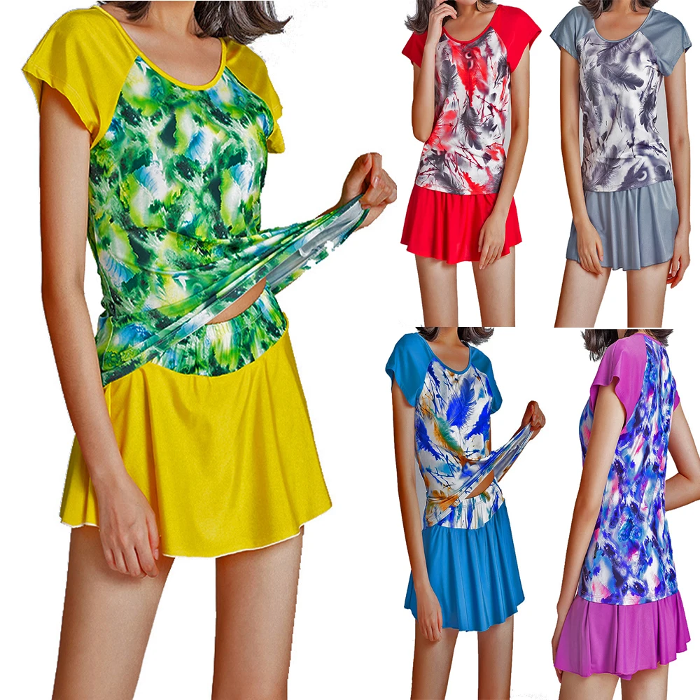 Женский купальник Танкини комплект бикини с высокой талией 2 предмета купальный