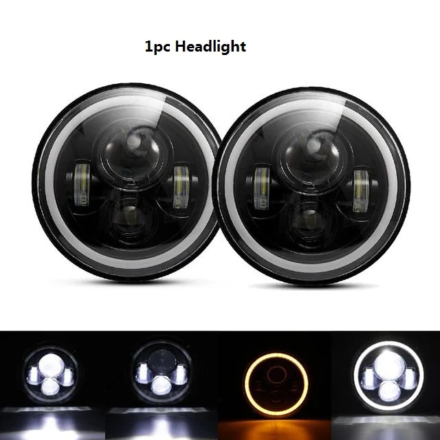 1pc Style 2 Auxmart " круглый 60 Вт светодиодный головной светильник s для Jeep CJ/Wrangler JK налобный светодиодный светильник для Land Rover Defender H4 H13 головной светильник s - Испускаемый цвет: 1pc Style 2