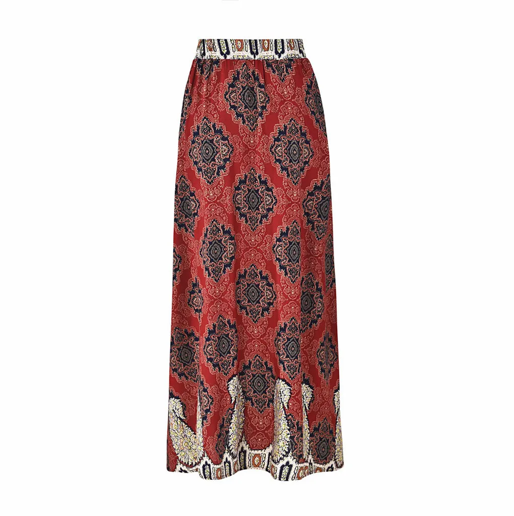 

skirts womens A-Line long skirt summer Casual Boho High Waist Skirt Summer Casual Beach Maxi Long Floral Skirt Y619