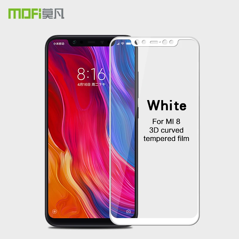 Для Xiaomi Mi8 стекло закаленное MOFi оригинал для Mi 8 Защита экрана 3D полное покрытие