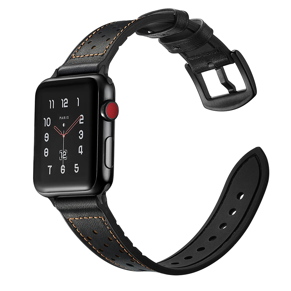 BEAFIRY спортивные кожа + Силиконовый ремешок для наручных часов Apple Watch Iwatch 42/44 мм 38/40