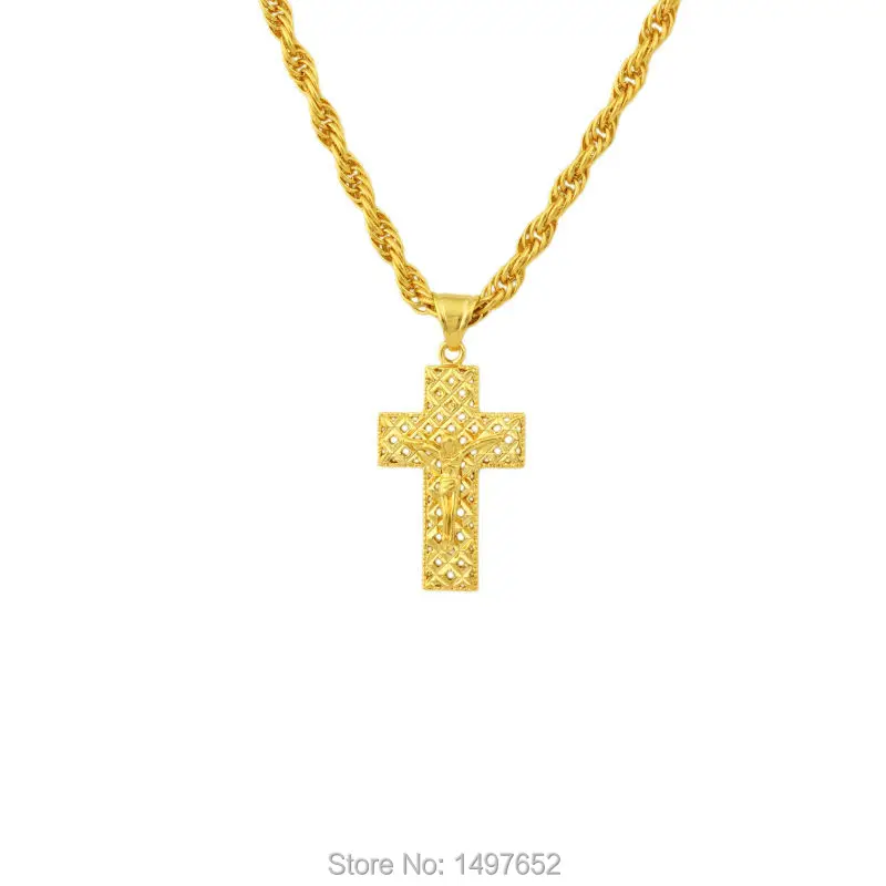 Новое поступление подвеска с крестом Иисуса мужская и женская унисекс золотым