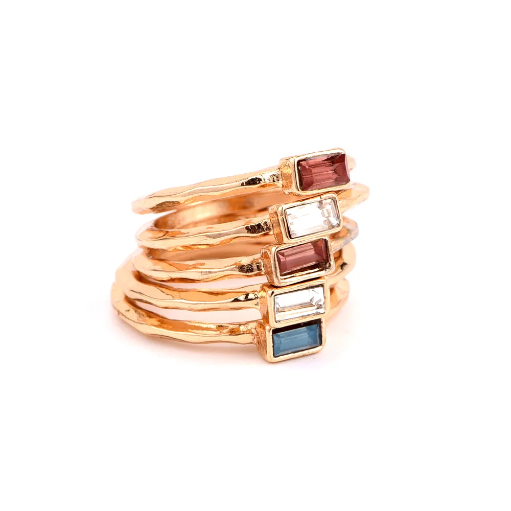 Модный набор колец с кристаллами разных цветов новый модный подарок для