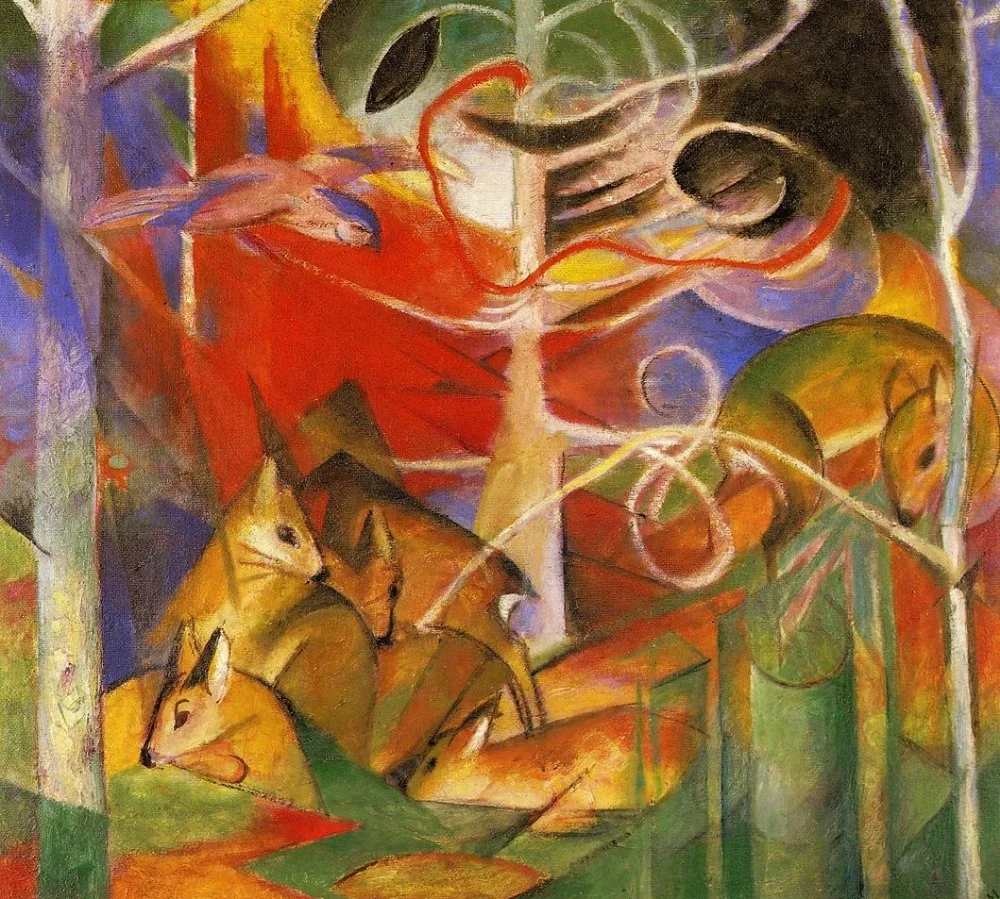 

High quality Oil painting Canvas Reproductions Deer in the Forest 1913 By Franz Marc hand painted