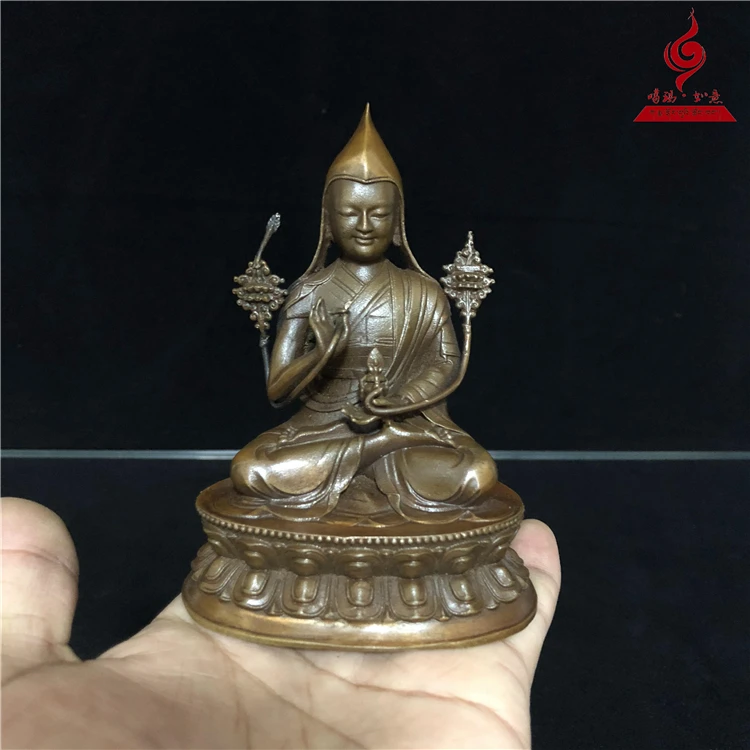 Master Zong Kaba, about 11cm traditional wax lost process tibetal metal sculpture