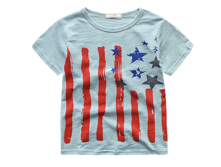 2017 новая летняя хлопковая Детская рубашка с короткими рукавами и круглым вырезом