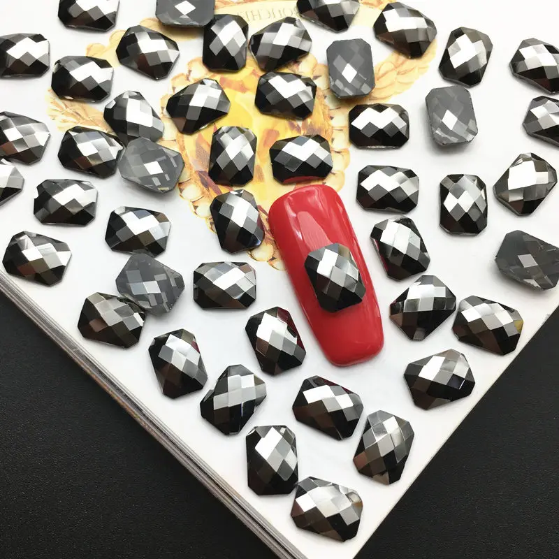 Длинные Восьмиугольные шахтные черные стразы особой формы хрустальные камни для