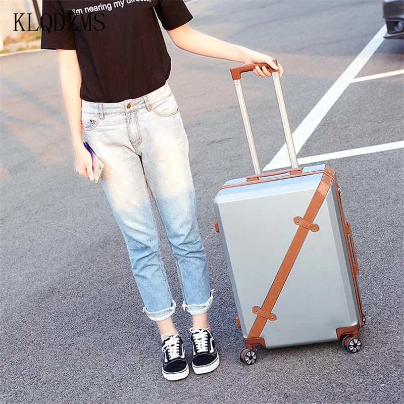 KLQDZMS ABS+ PC 20/24Inch Women Travel Luggage Trolley suitcase Boarding Case Girls Rolling On Wheels | Багаж и сумки