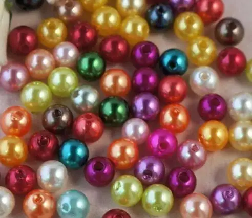 Смешанные винтажные Пластиковые Имитация жемчуга фунт бусины Шарм круглый