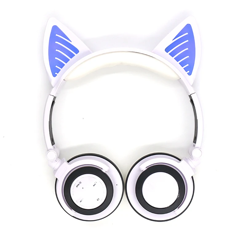 Наушники Teamyo с кошачьими ушками, Bluetooth, Беспроводная стереогарнитура, повязка на голову, косплей, наушники, светящаяся гарнитура для мобильного телефона