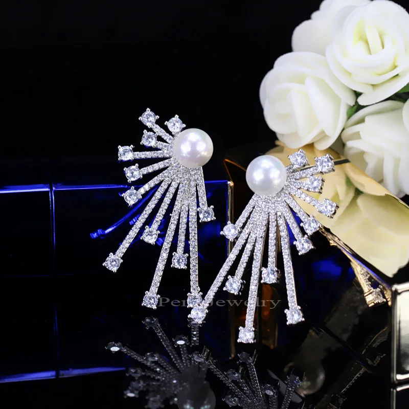 Женские серьги гвоздики в виде фейерверка с искусственным жемчугом|stud earrings|ear stud