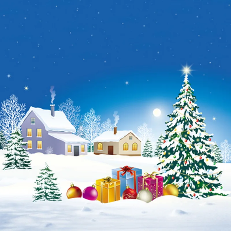 Рождественский Снежный деревенский дом зеленые Рождественские елки подарки