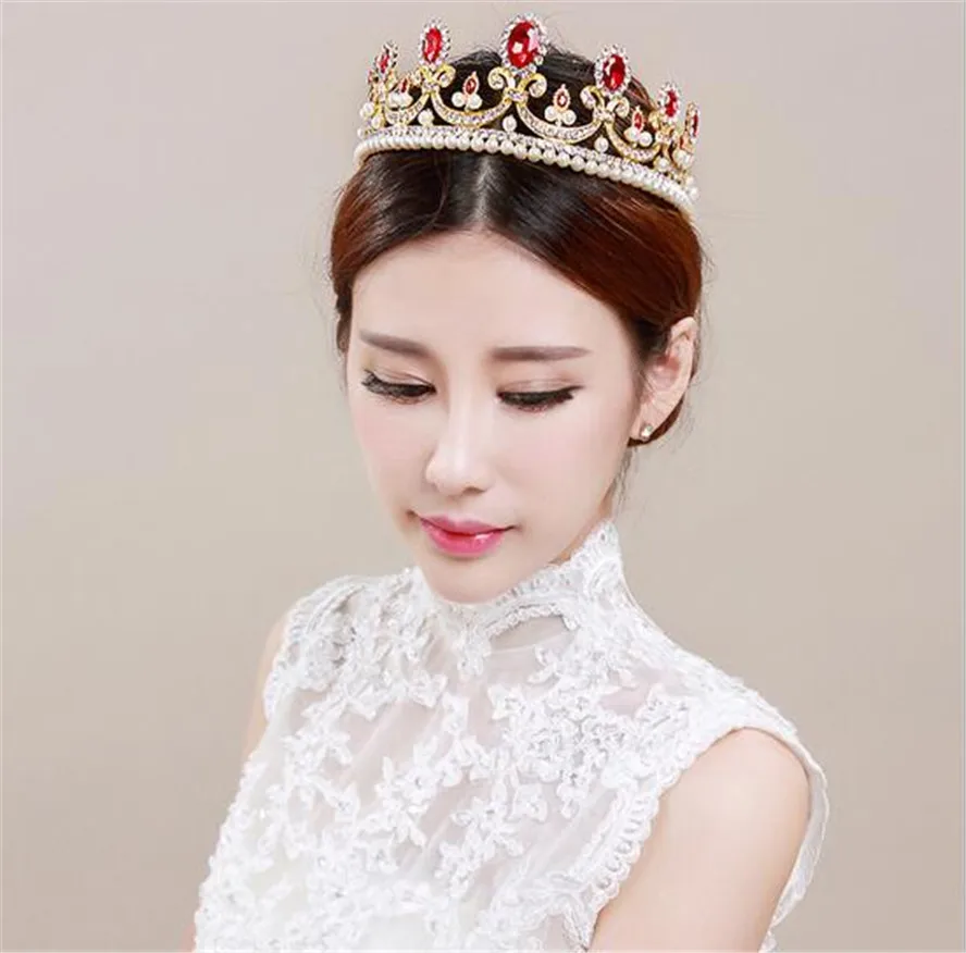 

Bridal Crystal Rhinestone Hair Piece Women White Crown Wedding Pricess wedding tiaras Jewelry Accessories