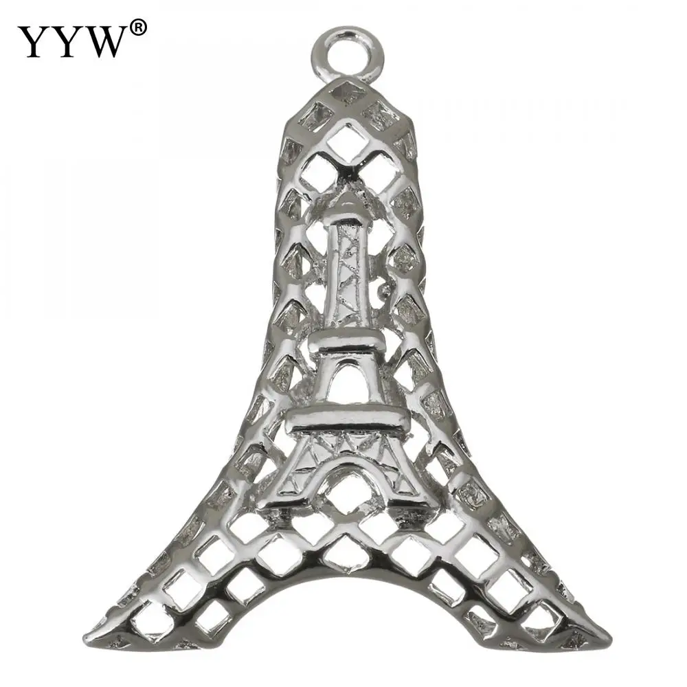 

Hollow Tower Pendants New Arrival Creative Eiffel Tower Pendant Silver Color Plated 26x33x5mm Retro Eiffel Tower For Necklace