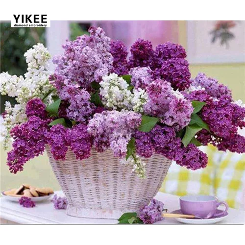b031 YIKEE Алмазная вышивка цветы, 5d diy алмазная живопись цветы полный квадрат - Цвет: b031