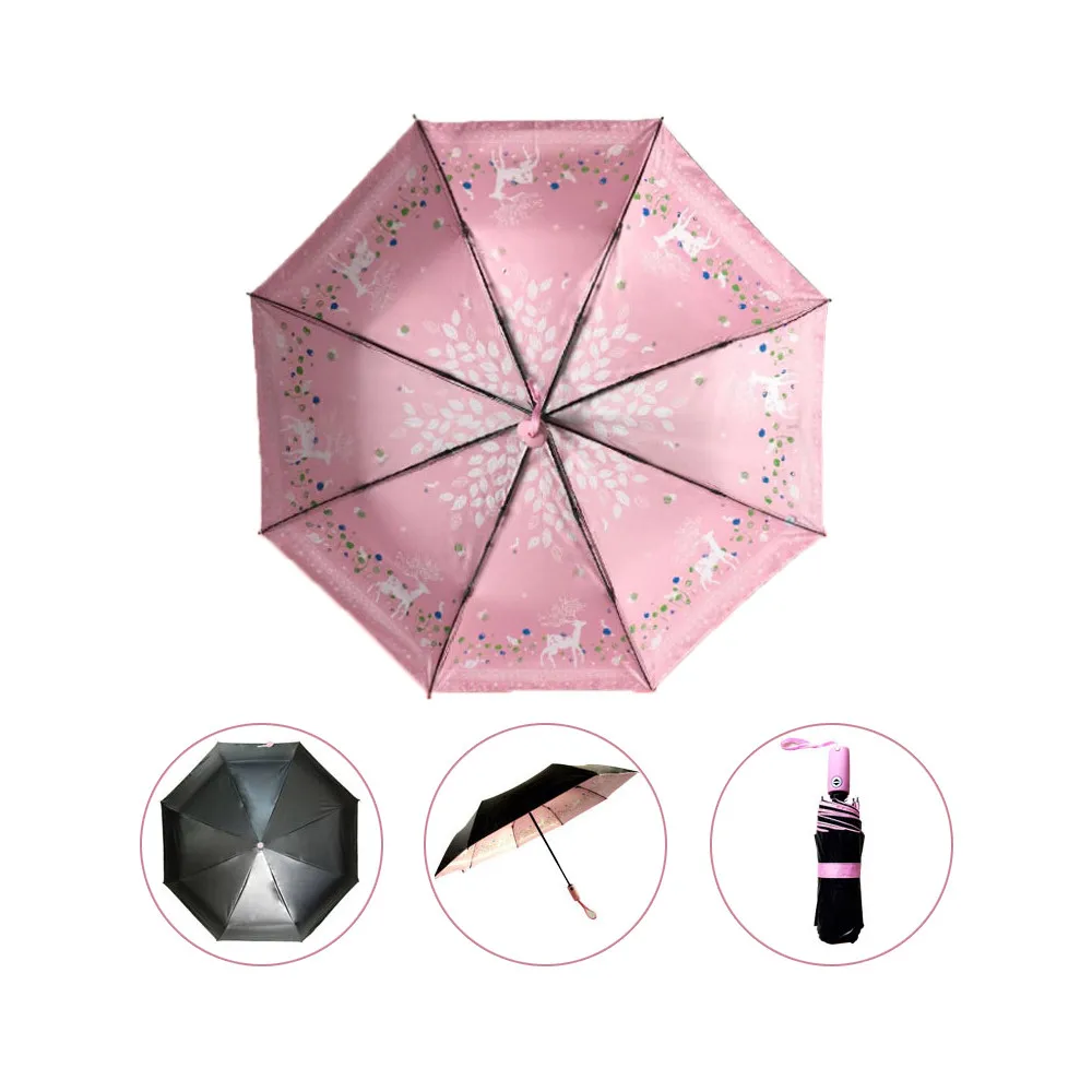 Высокое качество Корея милая принцесса автоматический 3 раза зонтик дождь