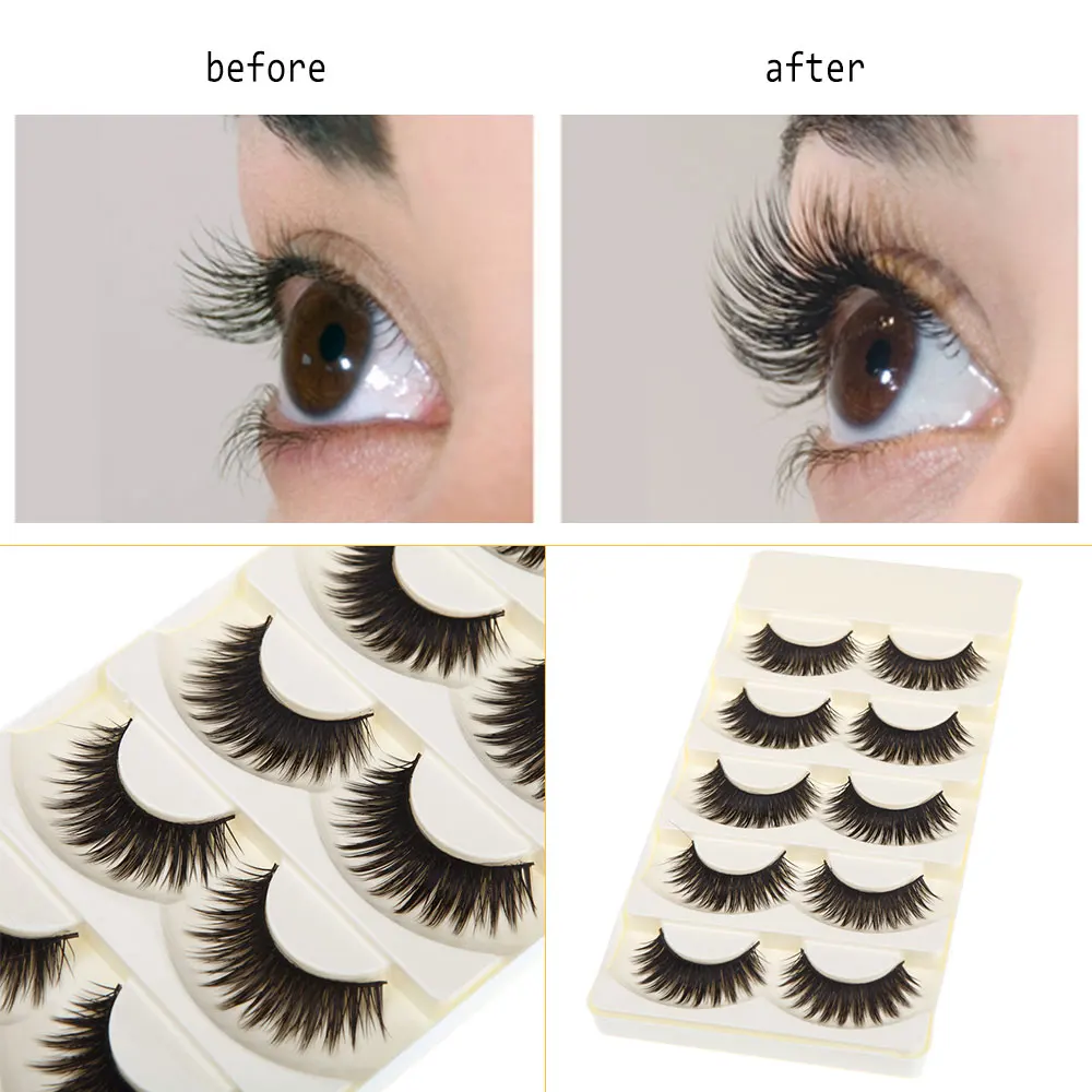 5 пар Толстые Накладные ресницы для макияжа глаз длинные черные натуральные