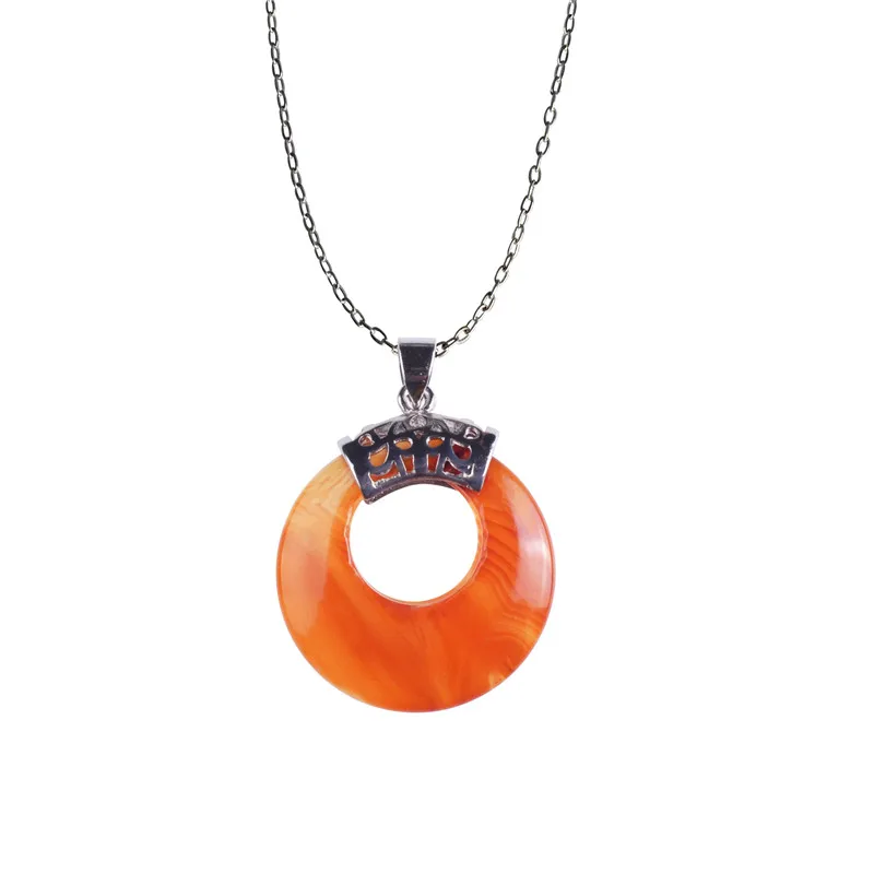 Gold Stone Necklaces Chains Natural Carnelian Sodalite Howlite Tiger eye Coin Necklace Men Jewelry