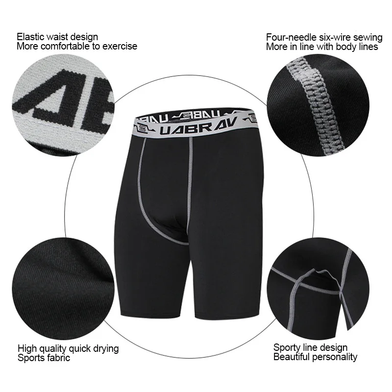 Quick Dry Compression Shorts Men Sports Leggings Fitness Tights Running Bodybuilding Gym Sweatpants Training Short Pants Jogger | Спорт и