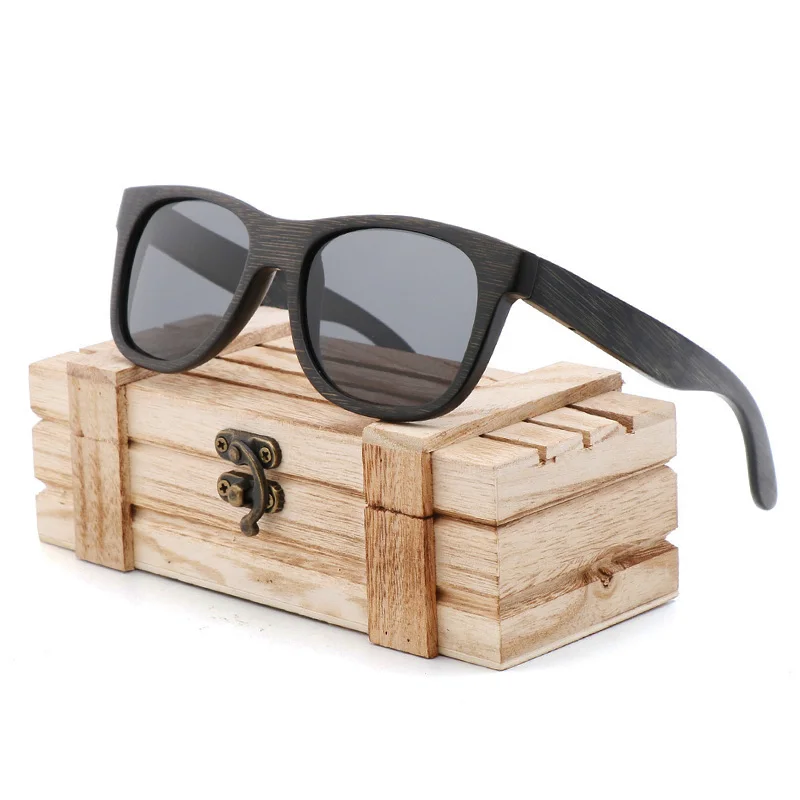 Gray Wood Box Новые Ретро трендовые поляризационные солнцезащитные очки из бамбукового дерева, солнцезащитные очки для вождения, анти-ультрафиолетовые очки TAC lens UV400New ретро - Цвет линз: Gray Wood Box