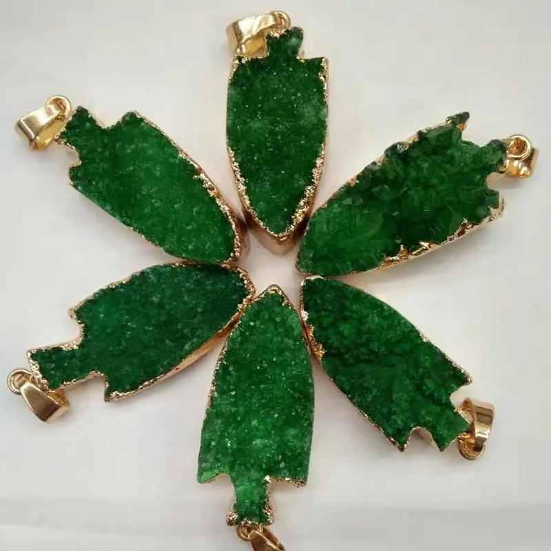 Snap Pendants for Necklaces Natural Gem Stone Ore Crystal Drusy Gilt Charms Women Jewelry Making Wholesale 5pcs | Украшения и