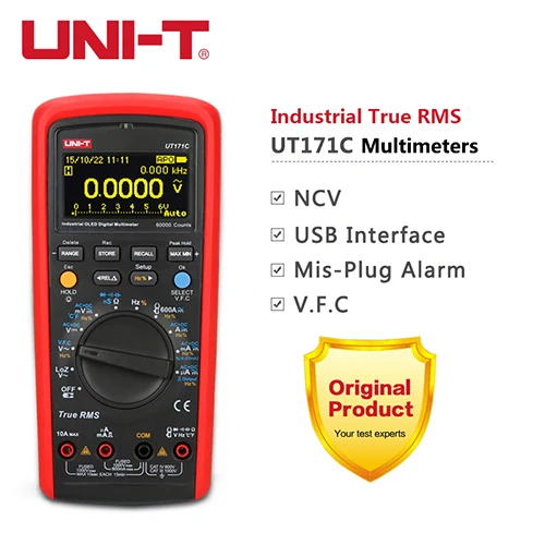 UT171C UNI-T UT171A UT171B UT171C промышленный истинный RMS цифровой мультиметр AC DC Вольтметр Амперметр Омметр Емкость тестер частоты - Цвет: UT171C
