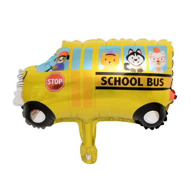 school car 50 шт. мини пожарный двигатель фольги Воздушные шары школьный автобус Танк шарики, День подарков будущей матери мальчик любовь шарики на день рождения вечерние украшения детские игрушки - Цвет: school car