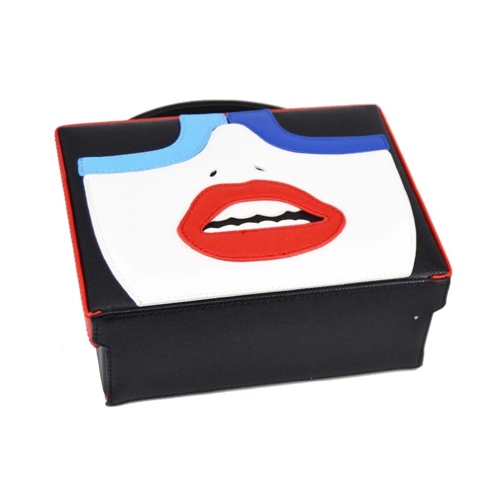 Мода прекрасное лицо Для женщин Сумки красные губы Pu сцепления Вечерняя сумочка