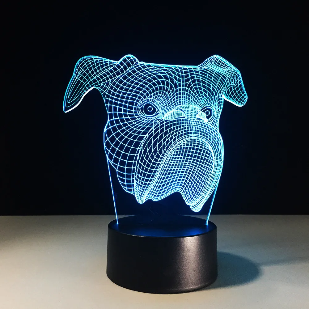 3D Настольная лампа с милым плохим бульдогом светодиодный ночсветильник