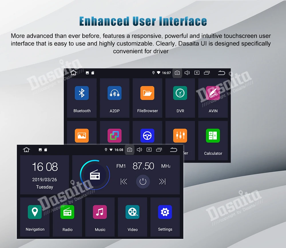 Dasaita " HD сенсорный экран 2 Din Android 9,0 четырехъядерный 16G rom автомобильный DVD gps плеер для Mitsubishi Outlander 2007-2011