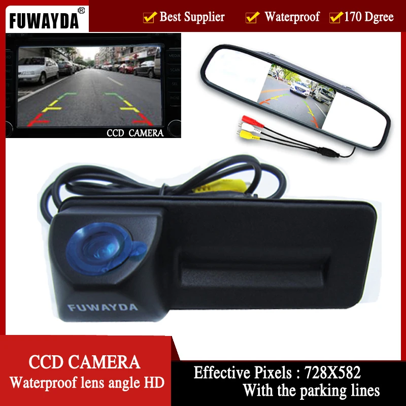 Зеркало заднего вида + HD CCD камера для багажника Skoda Roomster Fabia Octavia Yeti superb Audi A1 |