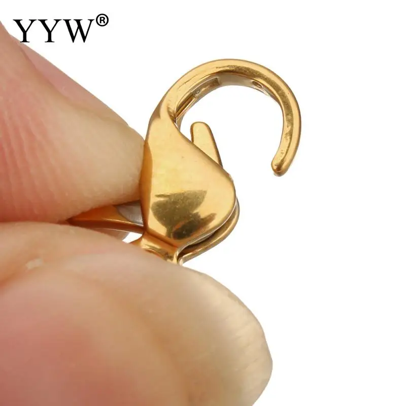 200pcs Stainless Steel Lobster Clasps Claw Jewelry Fastener Hook Charms Gold Color Plated Jewelry Accessories 6.5/7/9/9.5/mm