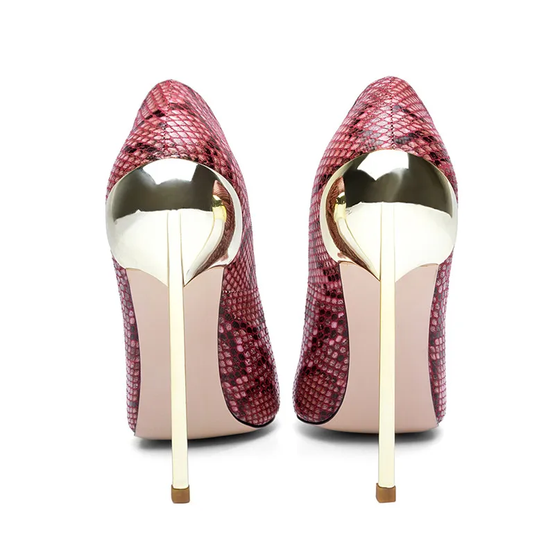 KEAIQIANJINStiletto для женщин Туфли на каблуке из змеиной кожи свадебные туфли высоком