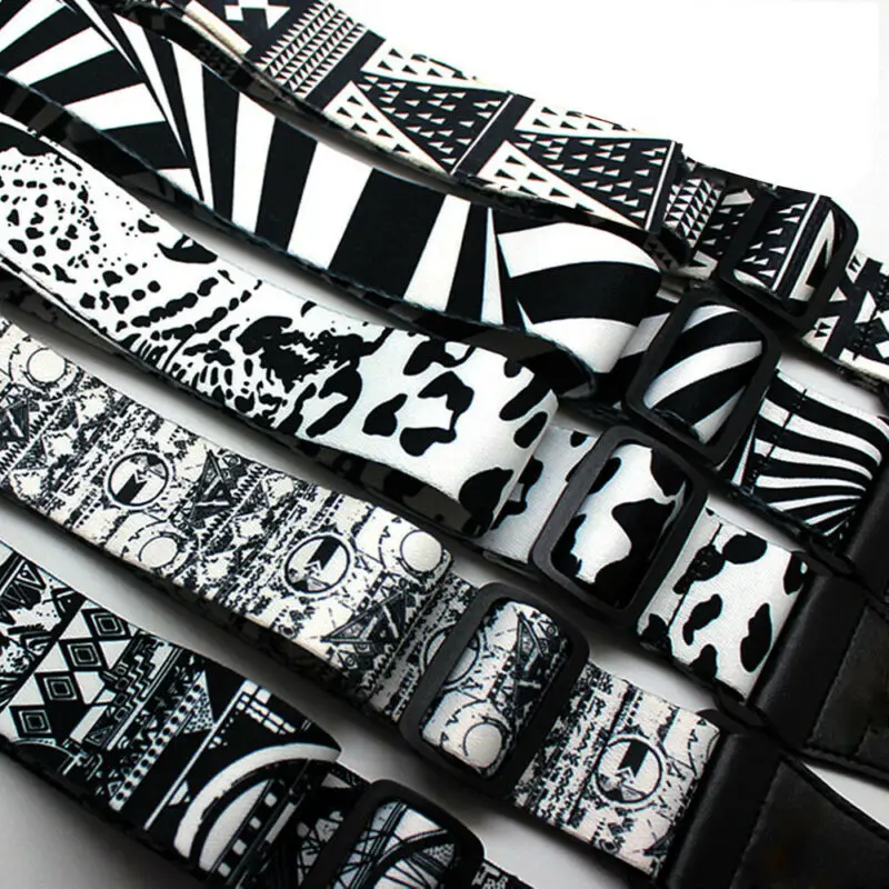 Регулируемый черный мягкий полиэстер с винтажным принтом и толстым ремешком для