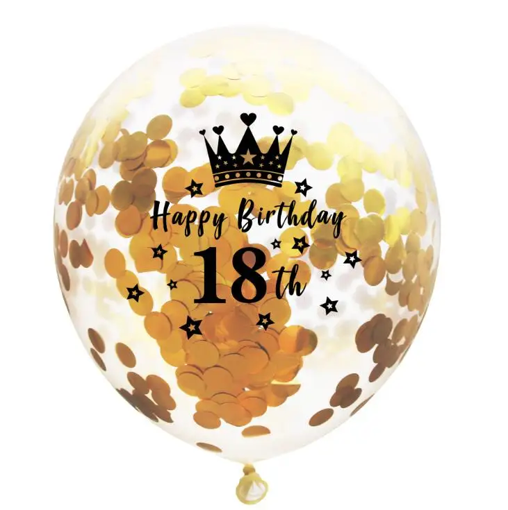 Gold 18th 5 шт./лот, шар с днем рождения, номер 16, 18, 30, 40, 50, 60 лет, вечерние, розовые, золотые, серебряные конфетти, шары из латекса, подарок - Цвет: Gold 18th
