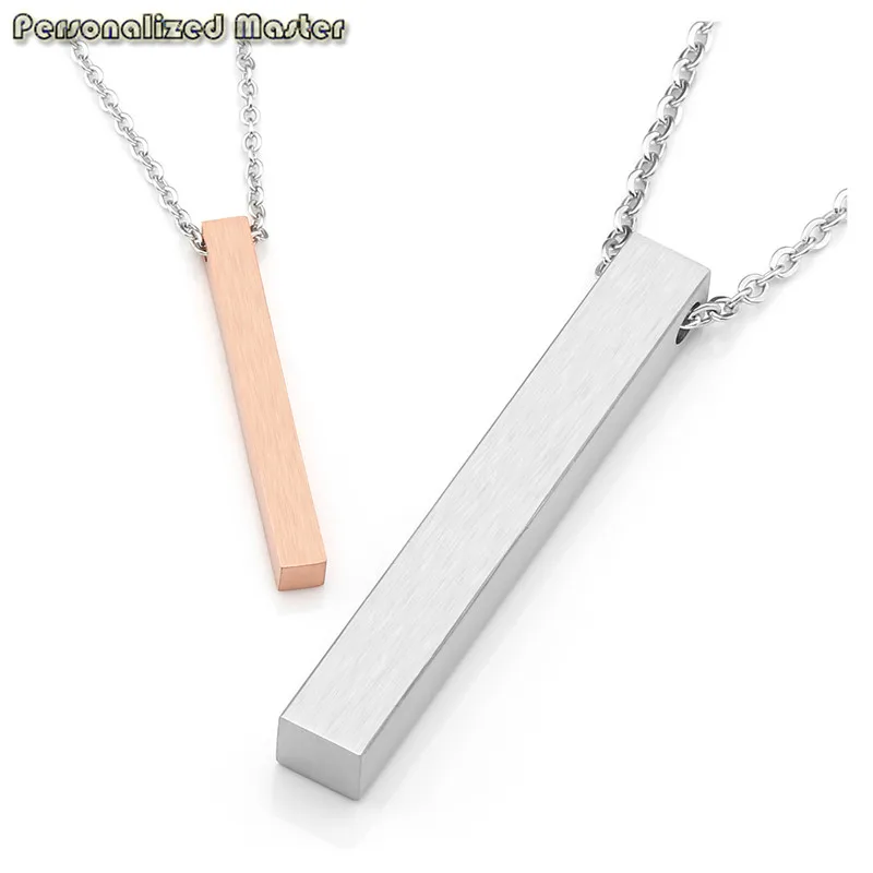 non engrave set Индивидуальный мастер гравировка имя нержавеющая сталь квадратный Stick вертикальный кубовидной Бар Подвески для пары подарок - Окраска металла: non engrave set