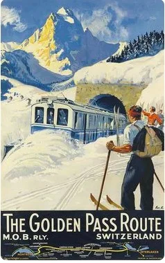 Постер Швейцарский туристический в стиле ретро изображение на холсте по мотивам