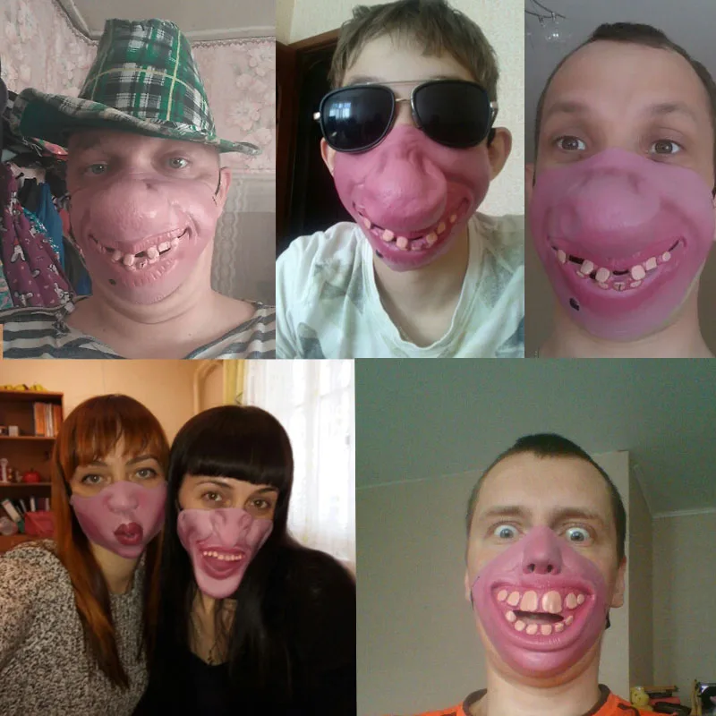 Изящная латексная маска с большими зубами для Маскарадного костюма, вечерние, жуткие эластичные маски на половину лица, рождественские маски navidad