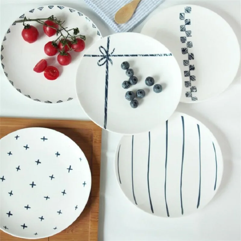 Креативные столовые тарелки керамические 8 * дюймов Фарфоровая столовая посуда