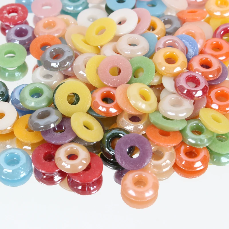 Новый стиль форма кольца смешанные цвета Керамический жемчуг 8 мм 12 Flatback клей на