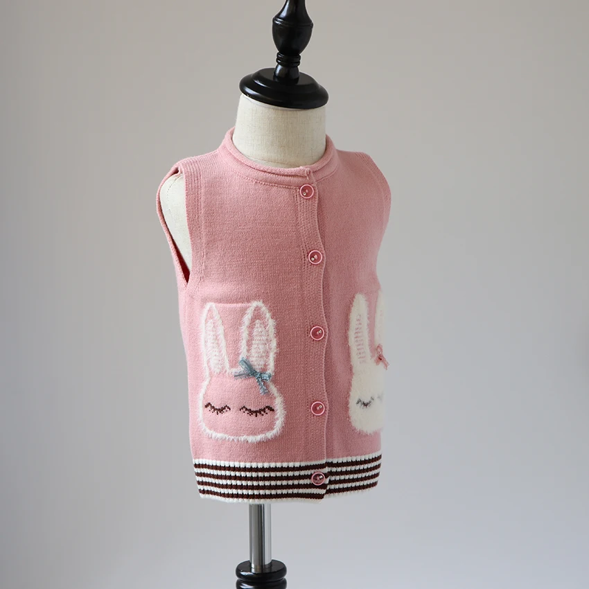 Свитер для девочек новинка весны 2019 свитер с рисунком кролика Модный милый жилет
