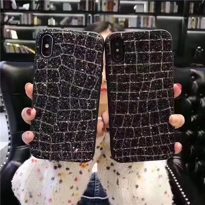 Роскошная сверкающая пудра С кристалалми и стразами чехол для iPhone X XS Max XR мягкий