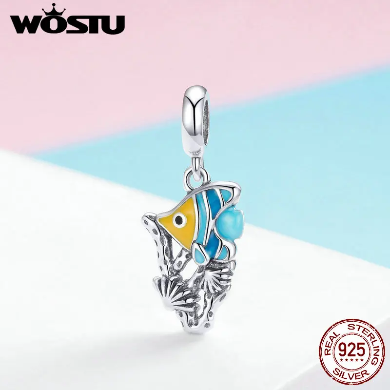 Подвеска Шарм океанская рыба из серебра 925 пробы для браслета и