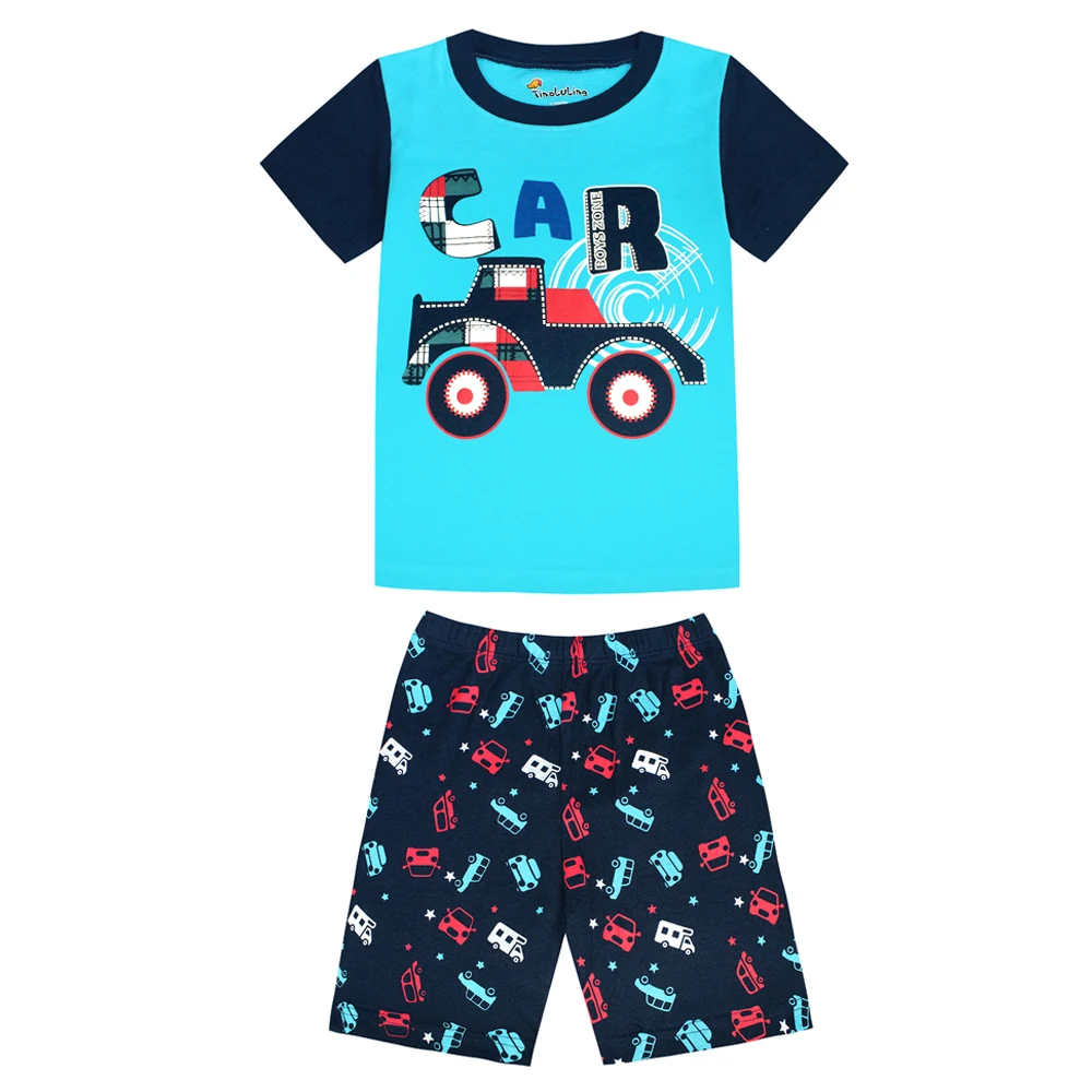 Летние хлопковые Пижамные комплекты для маленьких девочек с коротким рукавом