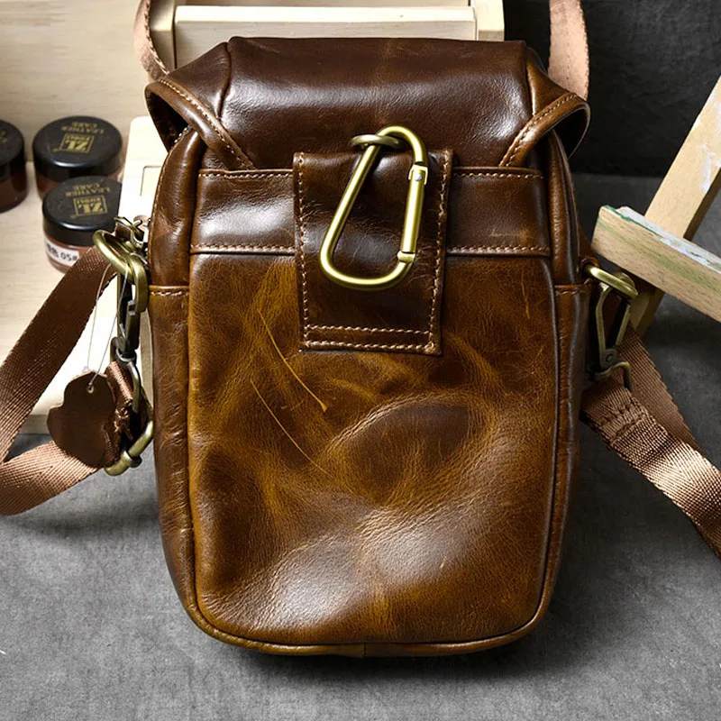 AETOO Oil wax leather men's small bag retro tide dual-use mini shoulder Messenger purse | Багаж и сумки