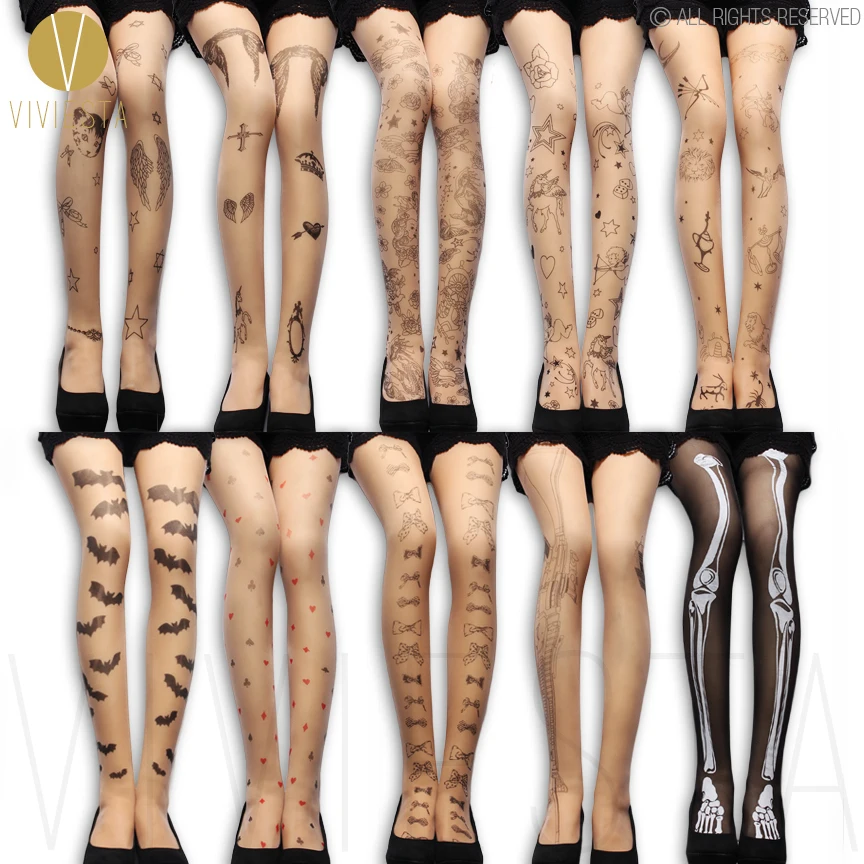 Татуировки узор колготки-20d Женская Мода Стиль Дизайн милые сексуальные ноги