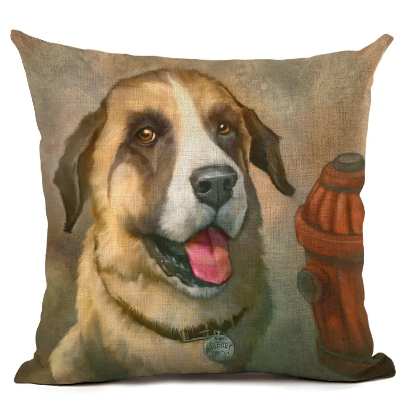 Cushion Cover Наволочка для подушки 45x45 см, декоративные подушки для дивана, гостиной, серии собак, офисные наволочки из хлопка и льна с принтом - Цвет: Cushion Cover