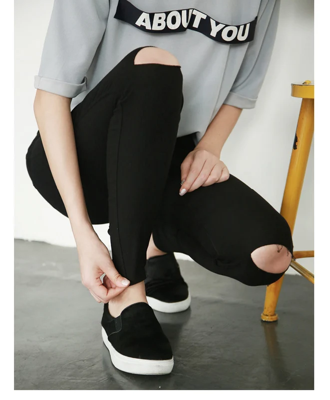 Hot Pants Summer Women 2015 New Fashion Solid Color Leggings Spring Vertical Stretch Jeans Pencil one hole on knee | Женская одежда