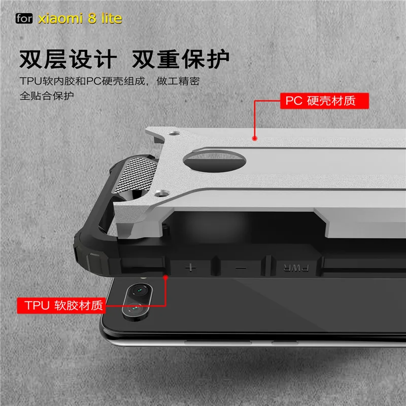 For Xiaomi Mi 8 Lite Anti Shock Impact Hard Armor Case Xiomi Mi8 Cover Cases |